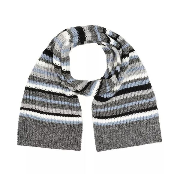 MICHAEL KORS SCARF & HAT WOMEN'S TWEED SHAKER STRIPE SCARF & STRIPED RIBBED HAT - Picture 2 of 5